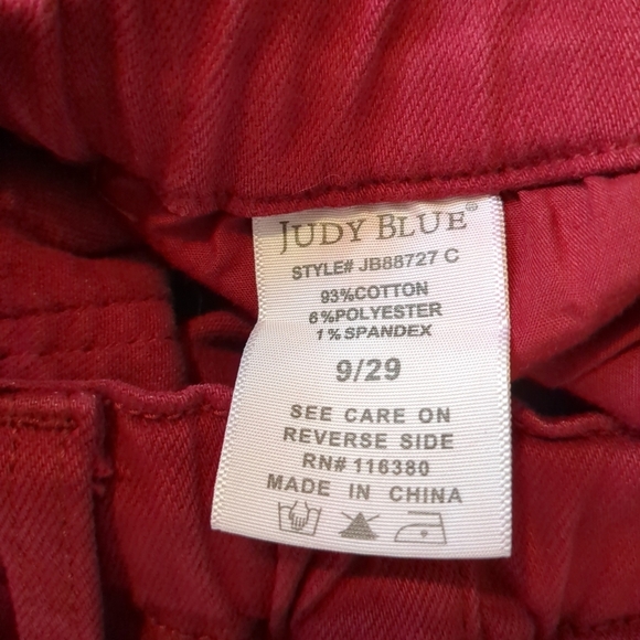 Judy Blue Women's Garment Dyed Red Elastic Waist Jeans Size 9/29 - Picture 5 of 9